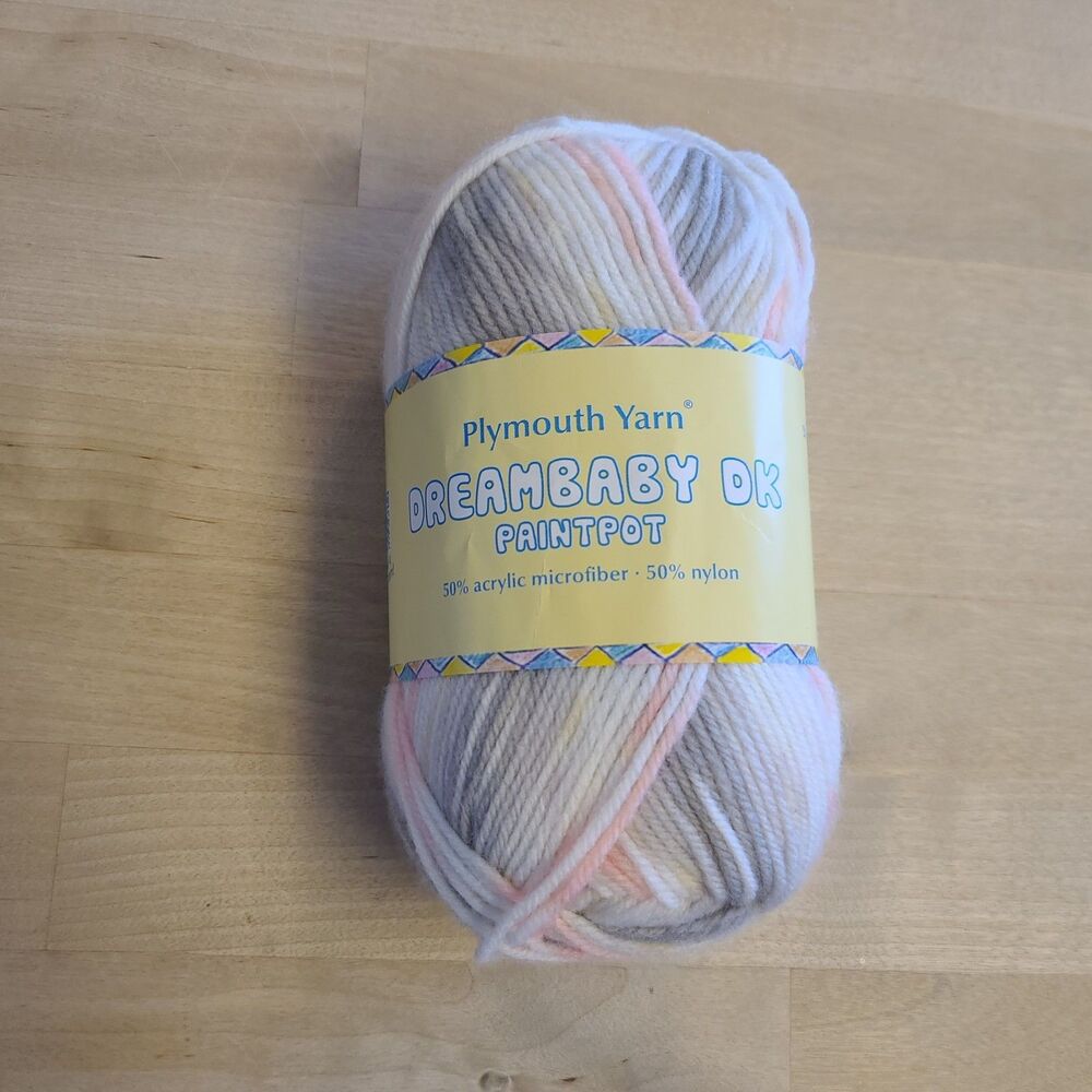 Plymouth DreamBaby Dk Paintpot Col. 1418 Pink/White/Gray 50 gram = 174 yards
